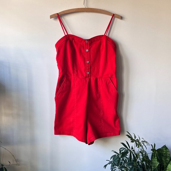 Fun and Flirty Copper Key Romper in Cherry Red - Picture 1 of 11
